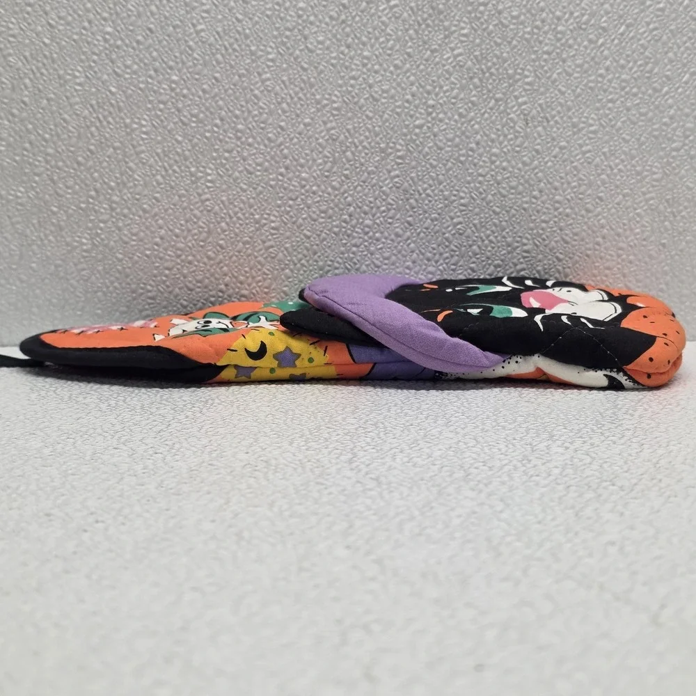 Vintage Black Cat Witch 3D Potholder Oven Mitt Halloween Boo!